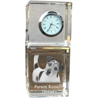 Parson Russell Terrier - Kristalluhr mit Foto, Hundebild im Kristall, personalisierte Schreibtischuhr von Art-Dog.
