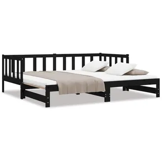 vidaXL Tagesbett Ausziehbar Schwarz 2x(90x190) cm Massivholz Kiefer - Schwarz