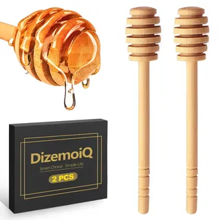 DizemoiQ 2 Stück Honiglöffel Olivenholz 16cm mit Spirale Nachhaltiger Honigheber für Honig Sirup Küche Tee Geschenkidee