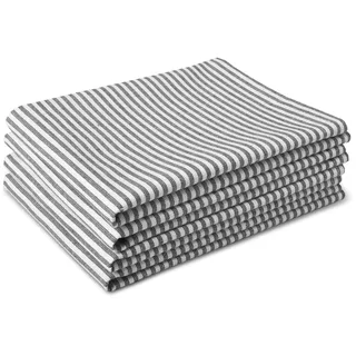 Encasa XO Küchentücher X-Large 70x45 cm (4er-Set) Antibakterielles Finish, Baumwolle, saugfähig zum Reinigen und schnellen Trocknen von Tellern - Ticking Black