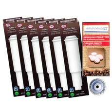 6 x Filterpatrone AquaCrest kompatibel Jura white + 10 Reinigungstabs