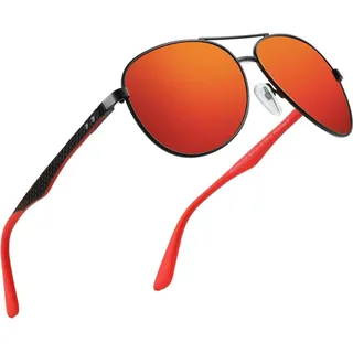 ZENOTTIC Polarisierte Kohlefaser Pilotenbrille UV400 Schutz - Trendiges Retro-Design für Herren Damen