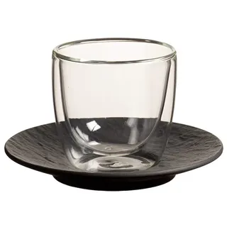 Villeroy & Boch Manufacture Rock Espressoglas mit Untertasse 60 ml schwarz
