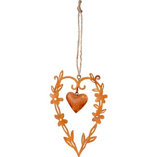 Schild Herz 9x13cm Metall Gartendeko Türschild Edelrost Wandbild Rostdeko Deko