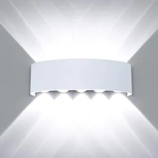 HAWEE Modern Wasserdicht Wandlampe LED Wandleuchte Up Down Aluminium Wandbeleuchtung Innen Außen für Badezimmer Treppen Veranda Flur Schlafzimmer Korridor Wohnzimmer, 10W Weiß