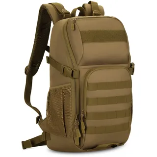 HUNTVP Militär Rucksack 25L Bundeswehr Rucksack Herren Taktischer Angelrucksack Wasserdicht Miltec MOLLE Tactical Backpack für Herren Damen Sport Radfahren Outdoor Camping, Braun