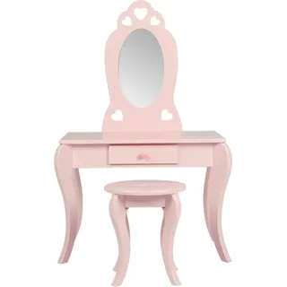 Schminktisch schminktisch Schminktisch Herz Design Kinderzimmer Mädchen mit Hocker rosa - Rosa