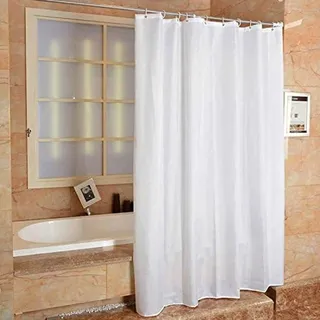 2 ur door - Duschvorhang, extra lang, Polyester, schimmelresistent, weiß, 180 x 220 cm