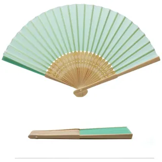 OLILLY - 50 hochwertige Fächer aus grünem Stoff und Bambus (grün, 50 Fächer)