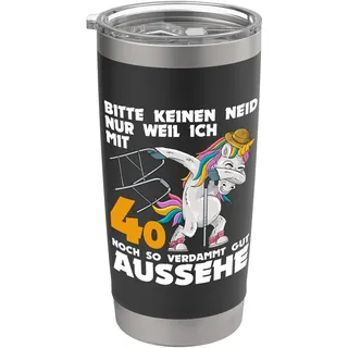 40. Geburtstag Frauen & Männer 40 Jahre Einhorn mit Rollator Doppelwandiger Edelstahl-Thermobecher