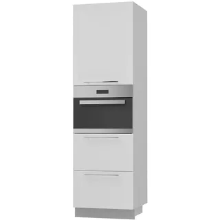 Feldmann-Wohnen Backofen-Hochschrank Kvantum D14/Ru/2A/356 Weiß Matt / Grau Matt 60 / 59 / 207cm , Weiß, Grau , Metall , Rechteckig , 60x207x59 cm , Küchen, Küchenmöbel, Küchenschränke, Geräteumbauschränke