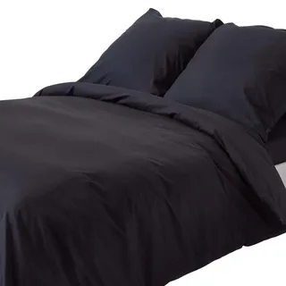 Homescapes Bettwäsche Perkal Fadendichte 200 , Schwarz , Textil , Rechteckig , 155x220 cm , Oeko-Tex® , Heimtextilien, Bettwäsche & Leintücher, Bettwäsche