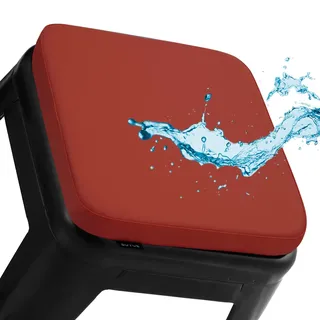 BUYUE Enhanced Anti-Rutsch Magnetic Barhocker Kissen 1 Stück, Luxus PU-Leder wasserdicht kleine Sitzkissen für Café Bistro stapelbar Metallhocker (Quadrat, rot, 1)