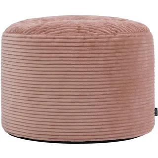 Icon Milano Hocker, Rosa, Flauschiger Cord Stoff, Sitzsack Cord, Sitzpuff, Pouf Hocker mit Füllung, Fußhocker für das Wohnzimmer, Deko Wohnzimmer
