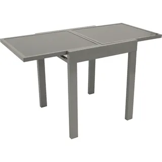 DEGAMO Balkontisch Ausziehtisch Gartentisch Alutisch AMALFI 65/130x65cm, Aluminium + Glas - Grau