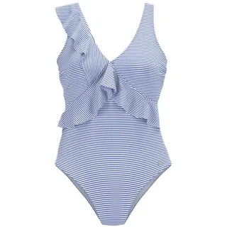 LASCANA Badeanzug Damen gestreift-blau-weiß Gr.38 Cup B