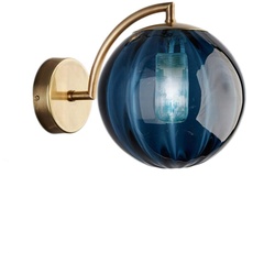 LFsem Glass Globe Wandleuchte Ø15CM Blaue Glaskugel und Messinghalter Wandleuchte Lichter Metallhalterung Wandleuchte (Blau)