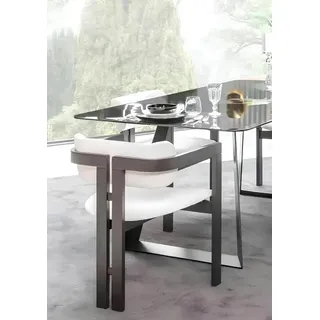 Esszimmerstuhl Stuhl Lehnstuhl Design Esstisch Sitz Holz Luxus Weiß - Weiß