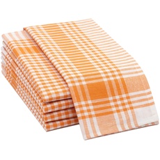 ZOLLNER 5er Set Geschirrtücher, 50x70 cm, 100% Baumwolle, 180g/qm, orange kariert