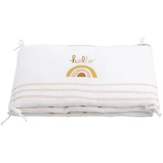 Bettumrandung , Sauthon Sunlight Kollektion, 100% Baumwolle, Écru mit Regenbogenmuster, Passend für 60x120 cm und 70x140 cm Betten
