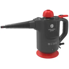 Hoover SGE1000 Dampfreiniger, Trockendampf für Textilien, Nassdampf für harte Oberflächen, umfangreiches Zubehör, 1000 W, 4 bar, Tank 0,37 l, 20 min, 5 m Kabel, Rot, Titan und Rot