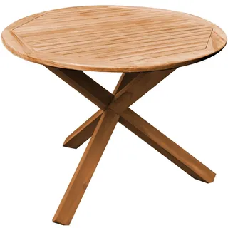 Teako Design Esstisch Teakholz Rund Ravenna – Wetterfestes Massivholz, Durchmesser wählbar (80 cm)