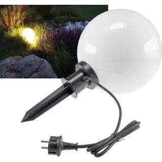 ChiliTec 22314 Garten Kugelleuchte Erdspieß "CT-GL30cm" IP44, 230V, 1,5m Kabel, E27 Fassung