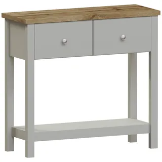 Vida Designs Arlington Konsolentisch mit 4 Schubladen Regal Ablage Eingang Flur Beistelltisch Schminktisch MDF Grau