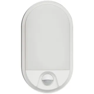 LED Wandleuchte weiß oval 15W mit Bewegungsmelder und Dämmerungssensor IP54 - Außen-Leuchte aus Kunststoff - Außenstrahler Garten-Lampe