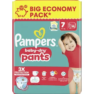 Pampers Pampers® Windeln baby-dryTM BIG PACK Größe Gr.7 (15+ kg) für Kids und Teens , 38 St.