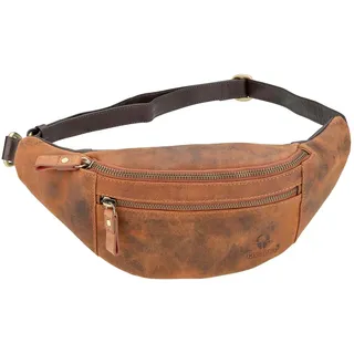 DONBOLSO Bauchtasche Seattle I Gürteltasche handgefertigt aus Permium Leder im Vintage Look I Große Hüfttasche für Damen und Herren I Fanny Pack I Vintage Braun