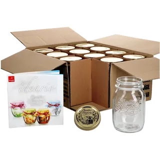 12er Set Einmachglas Original Quattro Stagioni 0,5L Vorratsgläser Gläser incl. Bormioli Rezeptheft