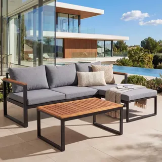 Mendler Gartenlounge Set 7-tlg. Grau/Silber