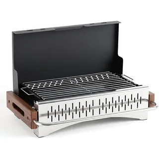 FANTASK Klappbarer Holzkohle Tischgrill mit 2 Höhen (50.5 x 33.5 x 6.5 cm)