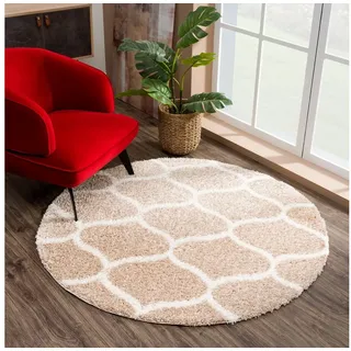 Sanat Hochflor-Teppich »Madrid« rund 30 mm Höhe Wohnzimmer, Langflor, Shaggy Teppich beige B/L: ca. 150x150 cm - beige