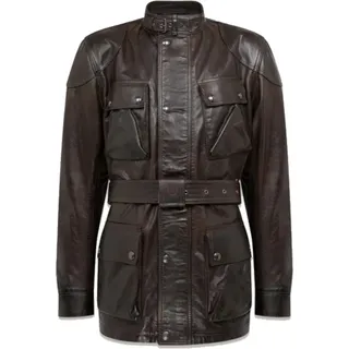 Belstaff Trialmaster Motorrad Lederjacke, schwarz/braun, M