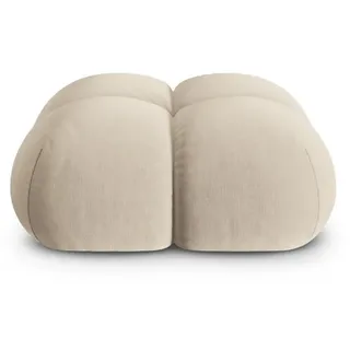 Cosmopolitan Design Pouf Loretto aus Samt leichtes beige , Creme , Textil , 90x40x90 cm , Wohnzimmer, Sessel, Hocker & Hockerbänke, Poufs