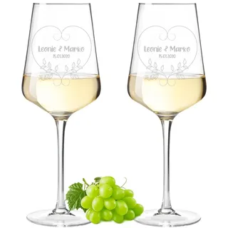 polar-effekt Leonardo Puccini Weingläser 560 ml 2X mit Gravur - Geschenke zur Hochzeit - Weinglas zur Verlobung und Valentinstag - ideale Geschenkidee für Paare - geeignet für Rotwein und Weißwein