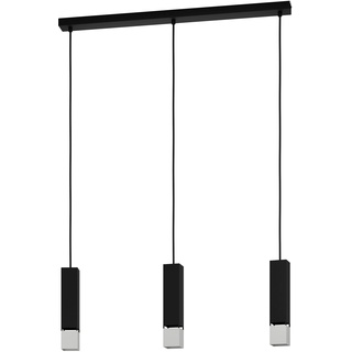 EGLO LED Pendelleuchte Butrano, 3 flammige Hängelampe, minimalistisch, Hängeleuchte aus Metall in Schwarz, Silber, Esstischlampe, LED Wohnzimmerlampe hängend warmweiß, GU10 Fassung