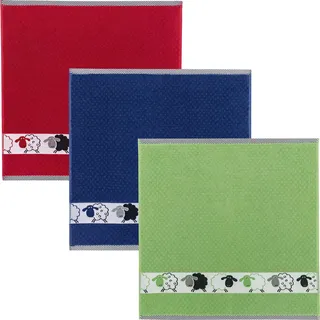 Kracht Frottier-Geschirrtuch "Schäfchen" 3er-Pack Baumwolle Schafe Größe 50x50 cm
