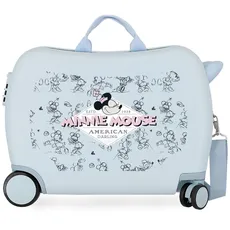 Joumma Disney Minnie American Darling Kinderkoffer, Blau, 50 x 38 x 20 cm, starr, ABS, seitlicher Zahlenschloss, 38 l, 1,8 kg, 2 Räder, Handgepäck, blau, kinderkoffer