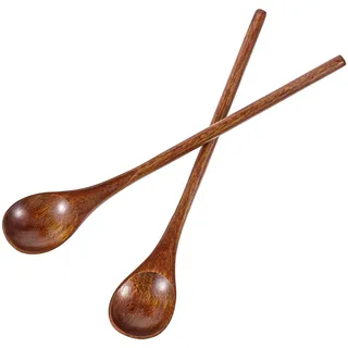 Yuanchu Honiglöffel Holz, 2 Stück Lange Löffel Holzlöffel Klein Suppenlöffel Lange Griff Holzlöffel Mini Kaffee Rühren Teelöffel Dessert Verkostung Löffel Mischen Honig Marmelade Cocktail Eiscreme