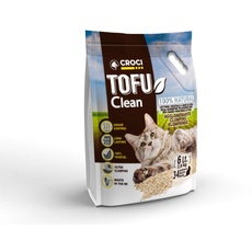Croci Tofu Clean Litter 6L – Klumpende Katzenstreu, biologisch abbaubar, spült in der Toilette, 100 % pflanzlich, langanhaltender geruchshemmender Sand