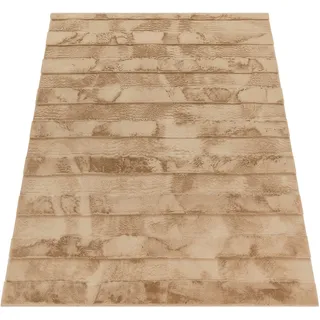 Paco Home Hochflor-Teppich »Arnheim 744«, rechteckig, 24 mm Höhe, Uni Farben, gestreift, besonders weich, Hoch-Tief Effekt beige