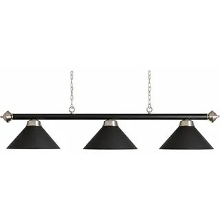 Billardlampe Leuchte mit 3 Schirmen - Mattschwarz - Schwarz