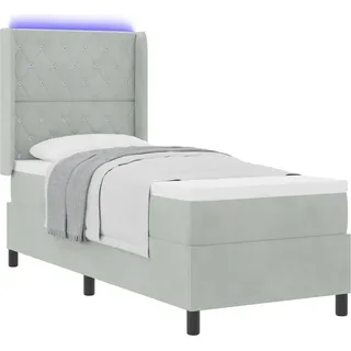 LED Boxspringbett mit Matratze Argyle Hellgrau 80 x 200 cm Samt - Hellgrau