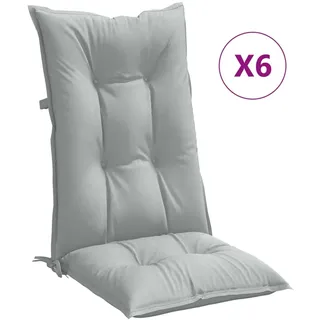 vidaXL Hochlehner-Auflagen 6 Stk. Melange Hellgrau 120x50x7 cm Stoff - Grau