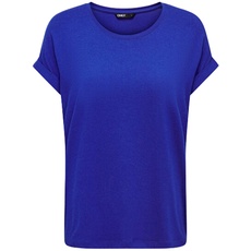 Bild Damen Einfarbiges T-Shirt | Basic Rundhals Ausschnitt Kurzarm Top | Short Sleeve Oberteil ONLMOSTER, Farben:Dunkelblau, Größe:S