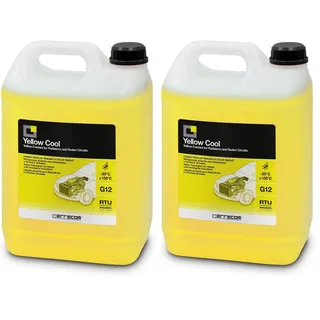 ERRECOM Yellow Cool, Gelbe Fluoreszierende Kühlerflüssigkeit -20°C, G12-Frostschutzmittel mit Oat-Inhibitorpaket auf organischer Basis, gebrauchsfertig, 5 Liter (Packung mit 2)