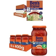 Ben's Original - Multipack - Langkorn Reis, 10 Minuten Kochbeutel (12 x 500g) I Sauce Süß-Sauer extra Gemüse (6 x 400g), 18 Packungen (12 x 500g I 6 x 400g)